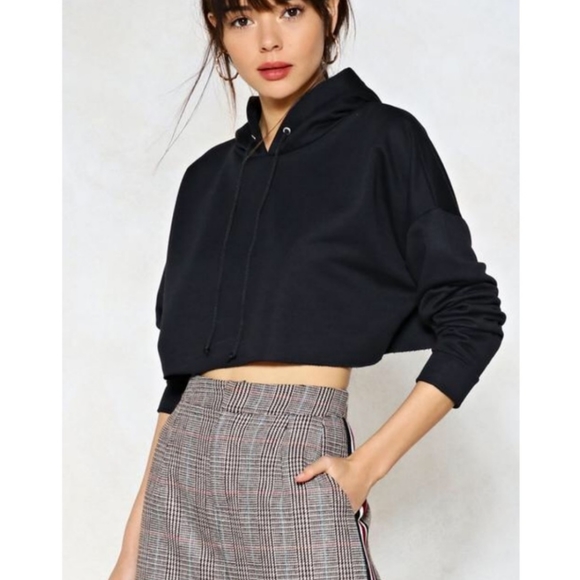 Nasty Gal Cropped Hoodie Sweater Size L - Picture 6 of 7